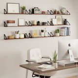PONZA Floating Shelves, Bookshelf for Living Room Decor, 24"x4.5" Wall Shelves - Set of 9 - Walnut
