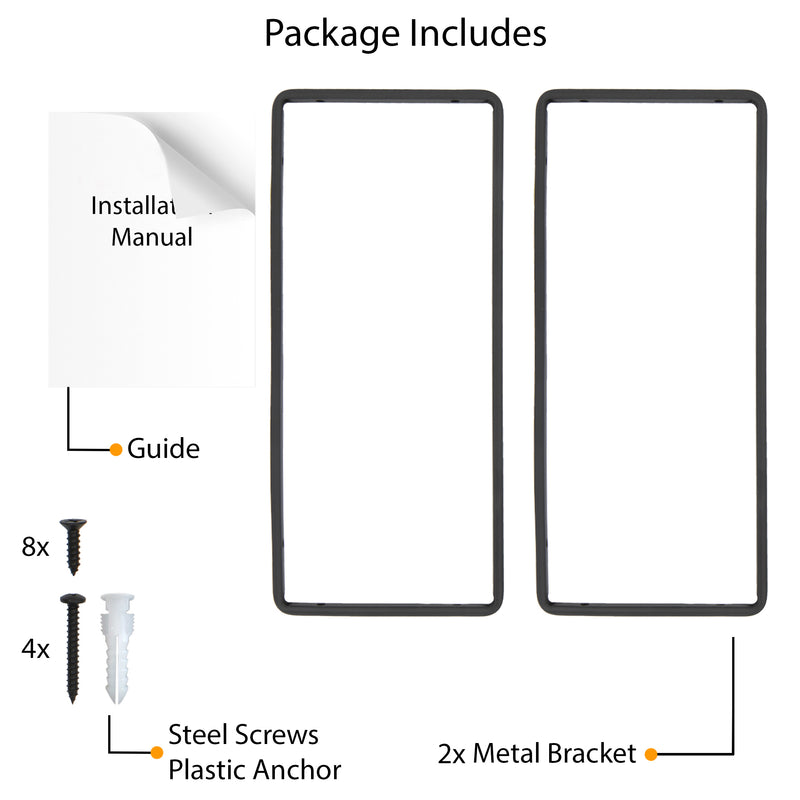 PORTO 2-Tier Rectangular Shelf Brackets for Floating Shelves, Wall Shelves Brackets for Rustic Decor - Set of 2 - Wallniture
