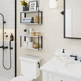 ROCA 17"x6" Bathroom Shelves, 2-Tier Floating Shelves for Wall Storage - Set of 2 - White