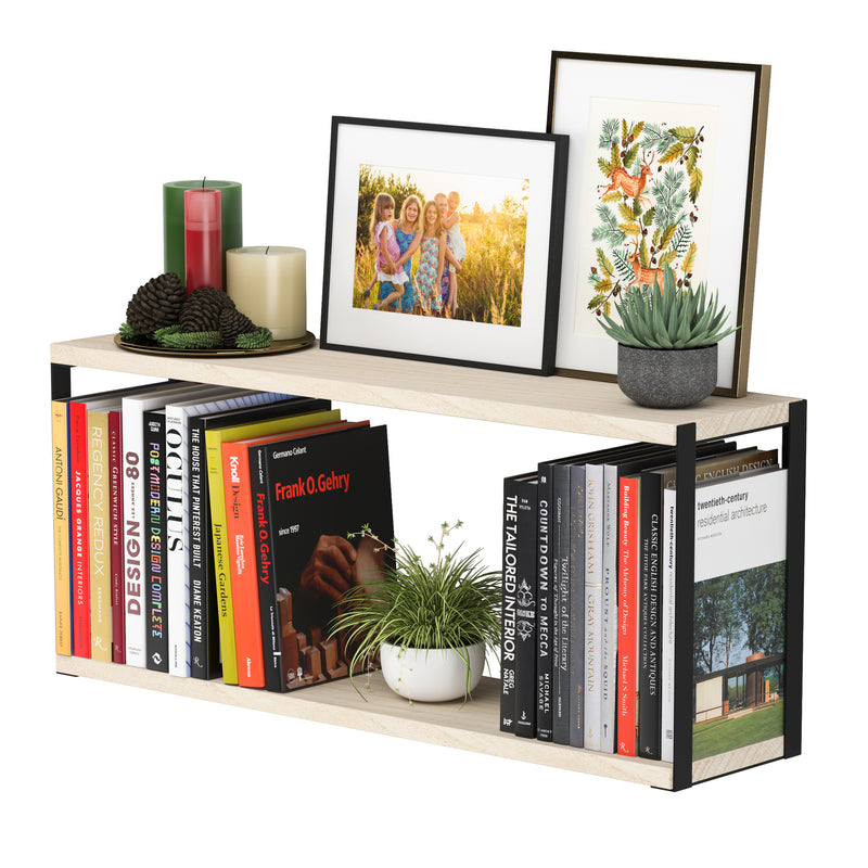 ROCA 24"x6" Floating Shelves for Wall Storage, 2-Tier Wall Shelves - Natural - Set of 1, or 2