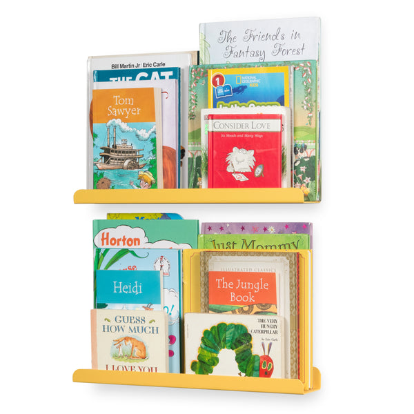 SEDONA Floating Shelves and Wall Bookshelf, Nursery Decor – 17.5” Length – Set of 2 - Yellow - Wallniture