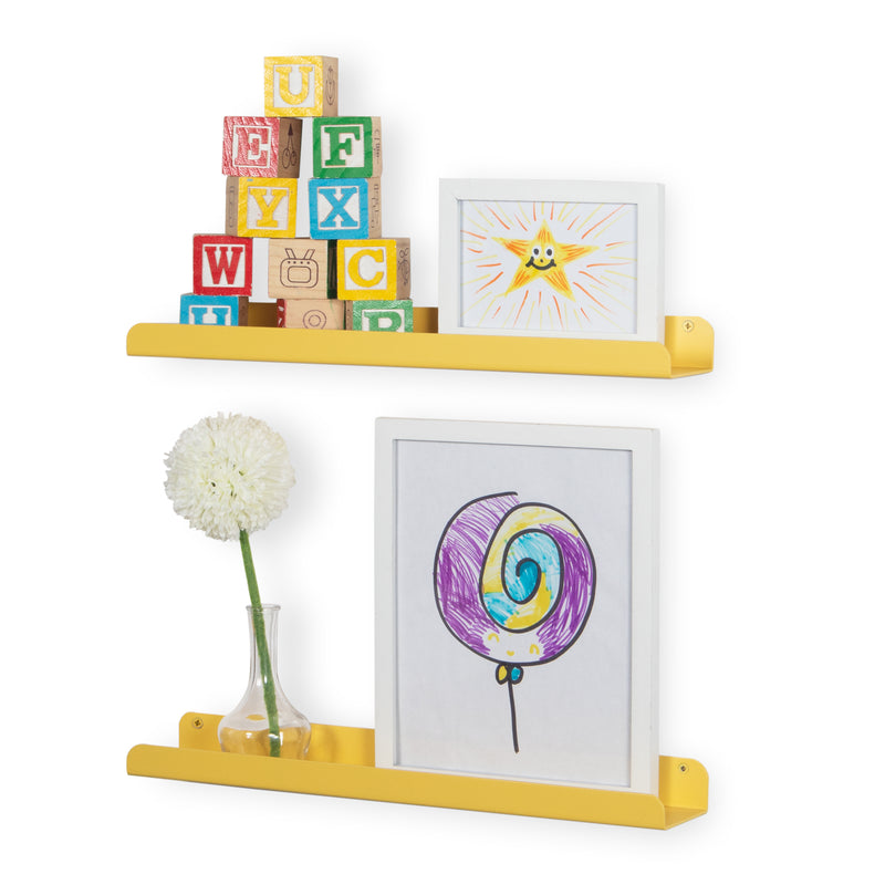 SEDONA Floating Shelves and Wall Bookshelf, Nursery Decor – 17.5” Length – Set of 2 - Yellow - Wallniture