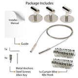 SOHO Wire Picture Hanging Kit for Nursery Decor with Picture Hangers - 48 Clips - 143'' Length - Stainless Steel - Wallniture