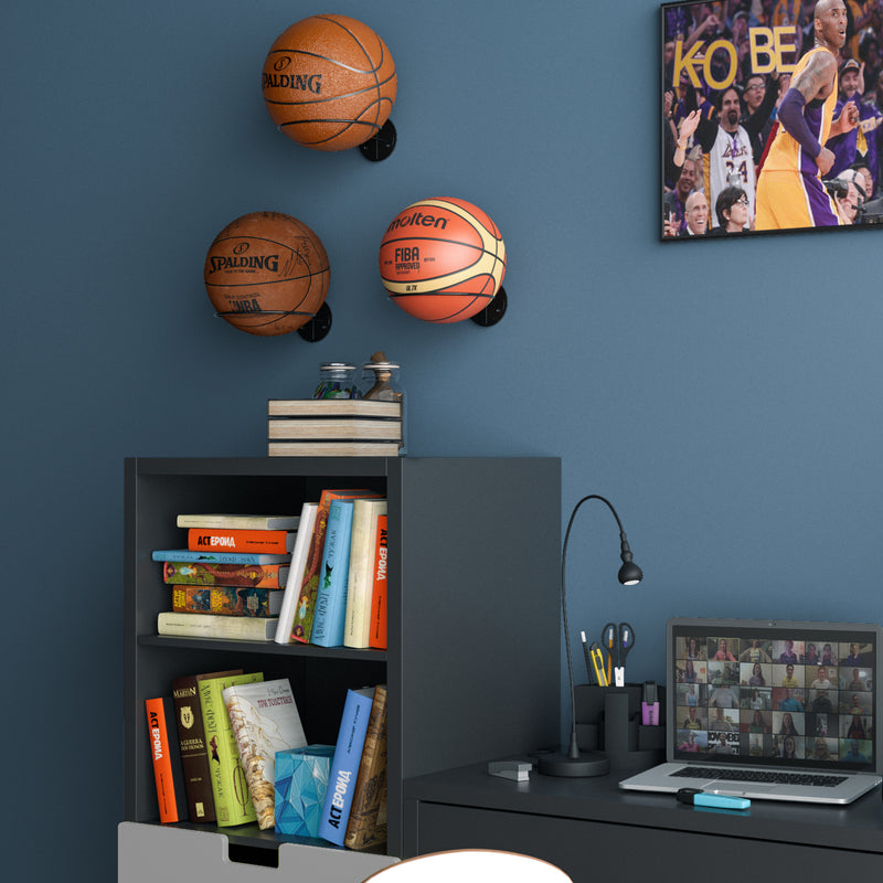 SPORTA Ball Rack - Set of 2 - Black  Basketball theme room, Ball storage,  Boys room decor