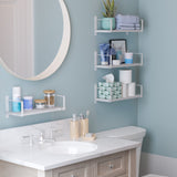 Toledo 17" Floating Shelves for Wall, Bookshelf Living Room Decor - Set of 4 - White