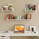Toledo 17" Floating Shelves for Wall, Bookshelf Living Room Decor - Set of 4 - White