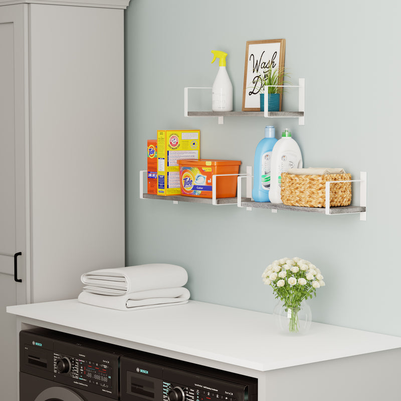Toledo Bookshelf Living Room Decor Kitchen Organization Floating Shelves - Set of 3 - Gray, or Black