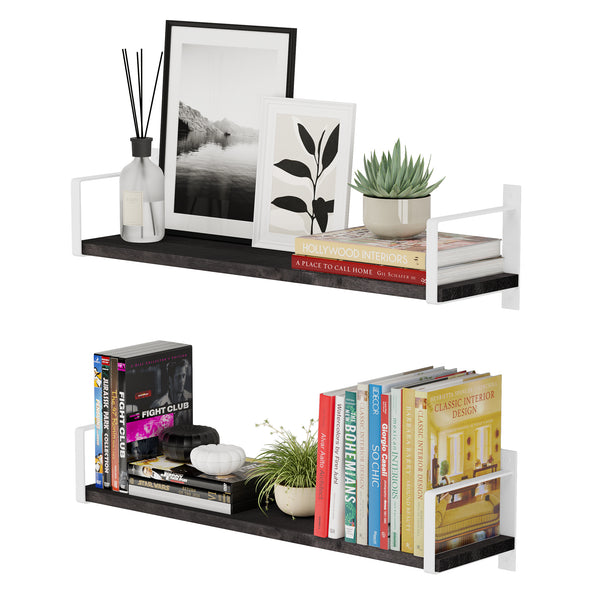 TOLEDO 24" Floating Shelves for Living Room Decor, Wall Shelves - Black - Set of 2, or 3