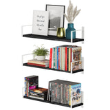 TOLEDO 24" Floating Shelves for Living Room Decor, Wall Shelves - Black - Set of 2, or 3