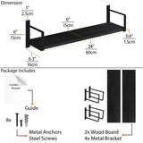 TOLEDO Floating Shelves for Living Room Wall Shelves - Black - Set of 2, or 3