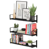 TOLEDO Floating Shelves for Living Room Wall Shelves - Black - Set of 2, or 3