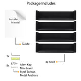 UTAH Floating Shelves Wall Bookshelf for Kids and Nursery Decor – 15.75" Length –  Set of 4 – Black - Wallniture