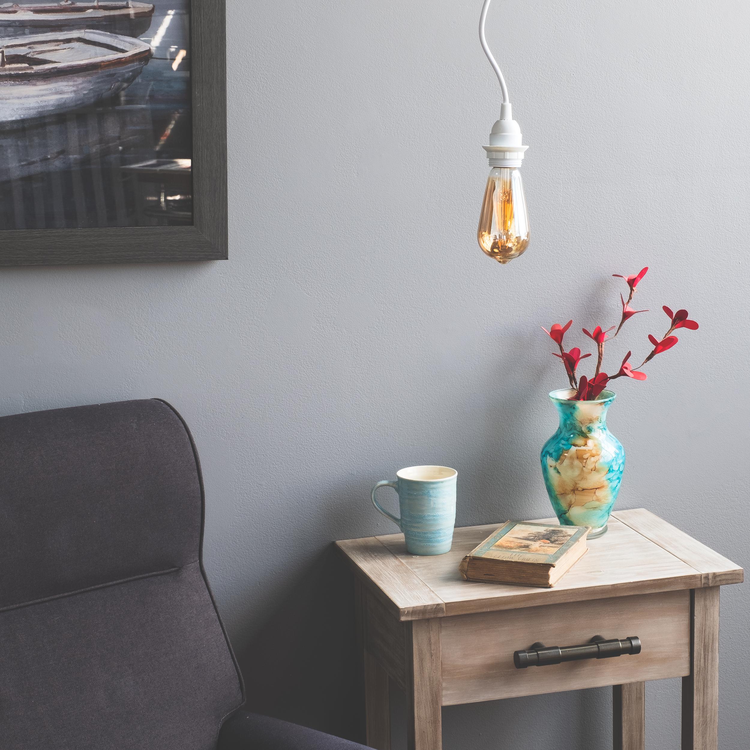FIORE Hanging Lantern Cord Room Decor for Pendant Light Bulbs Socket - 15 Feet - Set of 1 or 5 - White - Wallniture
